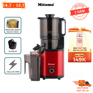 Máy Ép Trái Cây Chậm Công Nghiệp Mitomo KJ-3081Max - Công suất 400W - Kiệt bã tới 98%