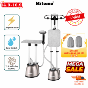 Bàn là hơi nước đứng cao cấp Mitomo GC-899 Max màu Bạc, công suất 2500W, BH 3 năm