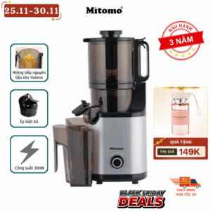 Máy Ép Trái Cây Chậm Mitomo KJ3081 - Công suất mạnh mẽ - Kiệt bã tới 98%