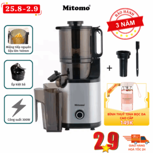 Máy Ép Trái Cây Chậm Mitomo KJ3081 - Công suất mạnh mẽ - Kiệt bã tới 98%