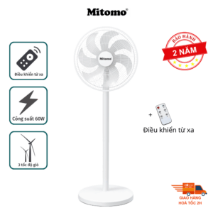 Quạt đứng cao cấp Mitomo FCE-60AE Max có điều khiển từ xa, hiện đại, hoạt động siêu êm