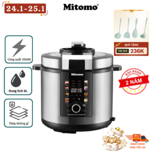Nồi Áp Suất Điện Đa Năng Mitomo DSP KB5034 – Nấu Nhanh, Hầm Mềm, Tiết Kiệm Thời Gian